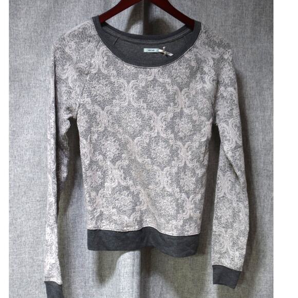 Kimchi Blue Lace Overlay Sweatshirt Gray Long Sleeve Pullover Women’s Size Small - Picture 1 of 4